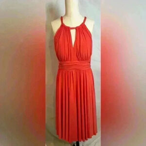 Suzi Chin for Maggie Boutique Orange with Key Hole Front Dress (Size 12)